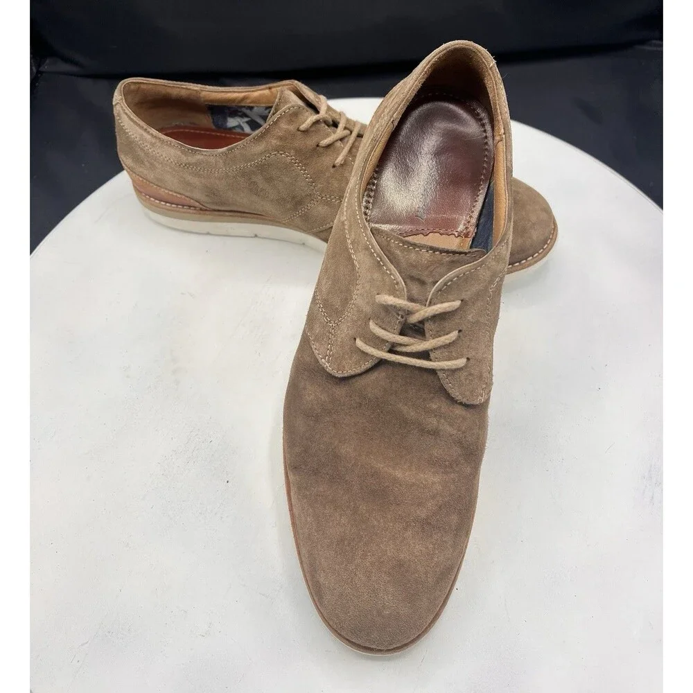 Johnston & Murphy Men’s Tan Suede Lace-Up Derby Sheepskin 8M 20-9558